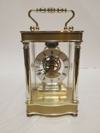 Vintage Mantel Desk Clock Bulova Clock Model B - 1341 Gold Tone,  West Germany