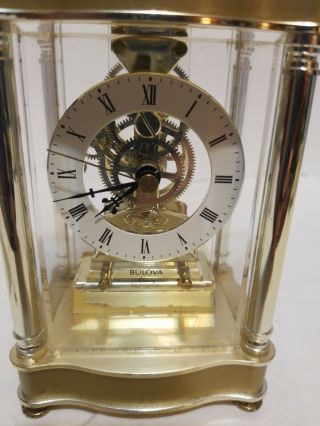 Vintage Mantel Desk Clock Bulova Clock Model b - 1341 Gold Tone,  West Germany 2
