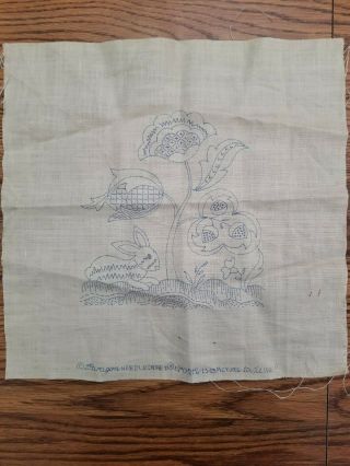 Jacobean Rabbit Vintage Stamped Embroidery Linen