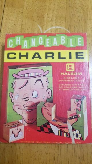Vintage 1960 Changeable Charlie Puzzle Game By Halsam (wood)