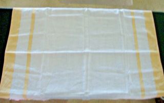 Vintage Cotton Tablecloth Yellow White Stripe Plaid 34 X 32 2