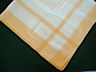 Vintage Cotton Tablecloth Yellow White Stripe Plaid 34 X 32 4
