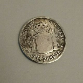 Vintage Silver 1 Peseta 1903 Coin Km 721 Spain Alfonso Xiii