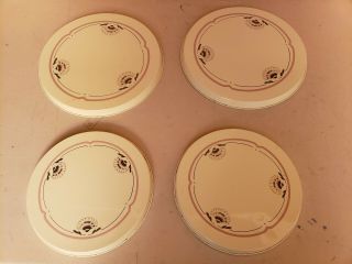 Set 4 Vintage Fanned Shells Motif Cream Tin/steel Stove Top Burner Covers Taiwan