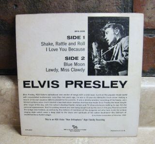 ELVIS PRESLEY VINTAGE 45 RPM RECORD SLEEVE BLUE MOON ETC EPA - 830 MINUS RECORD 2