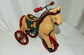 Vintage Wood Rolling Hobby Horse Toy Figurine