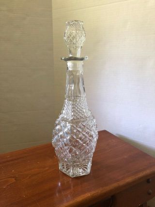 Vintage Anchor Hocking Wexford Decanter & Stopper Clear Glass Liquor/wine Bottle