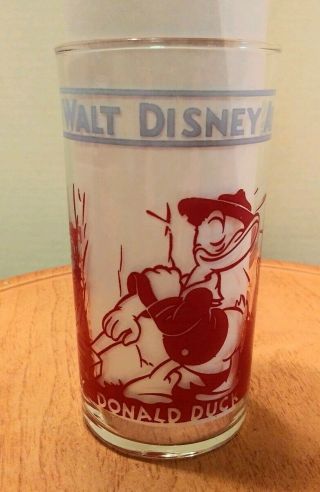Vintage 1939 Donald Duck Disney All Star Parade Promo Collectors Glass