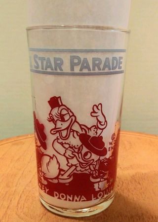 Vintage 1939 Donald Duck Disney All Star Parade Promo Collectors Glass 3