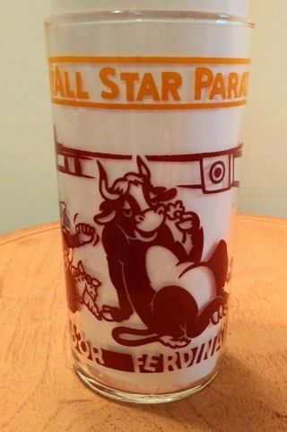 Vintage 1939 Ferdinand Disney All Star Parade Promo Collectors Glass