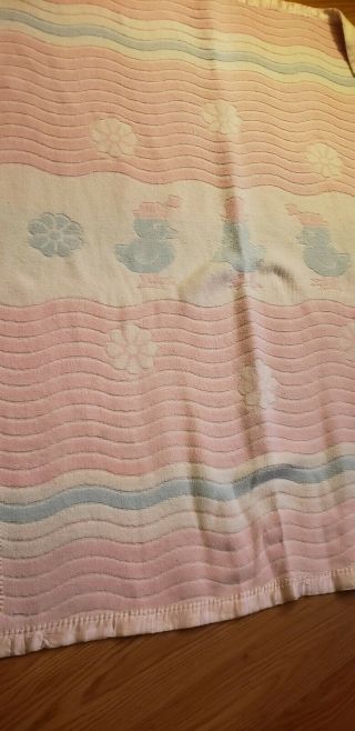 Vintage Bunny Esmond Baby Blanket 34x45 Pink Blue White Chicks