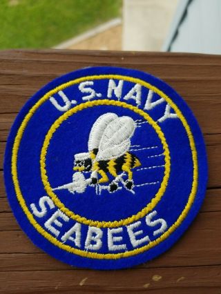 Vintage U.  S.  Navy Seabees Military 4 " Patch,  Really Good