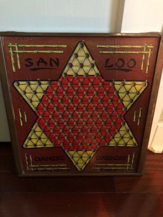Vintage San Loo Chinese Checker Board With Copper Frame 1950’s.
