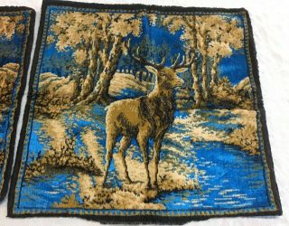 2 Tapestry Pillow Deer / Stag Vintage Velvet Velour Italy Pillow Cover 2