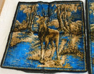 2 Tapestry Pillow Deer / Stag Vintage Velvet Velour Italy Pillow Cover 3