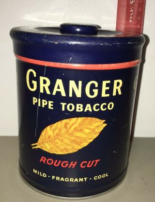 Vintage Granger Rough Cut Pipe Tobacco Tin 14 Oz Liggett & Myers Pointer Dog