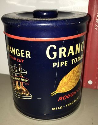 Vintage Granger Rough Cut Pipe Tobacco Tin 14 oz Liggett & Myers Pointer Dog 5