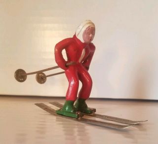 Woman Skiing Barclay Manoil Christmas Winter Figure Vintage Train Layout