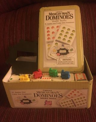 Cardinal’s Mexican Train Dominoes In Vintage Tin
