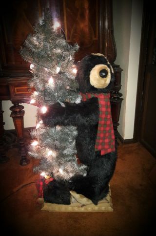 Dan Dee▪51 " ▪ Large Black Bear With Baby Bear▪hugging Snowy Christmas Tree