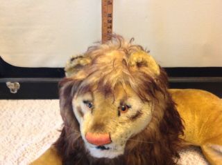 Vintage 1950 - 60s Steiff LEO Lion Large Lying Dwn Mohair Stuffed Plush HTF Animal 3