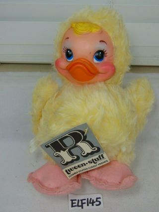 Vintage Rushton Plush Yellow Duck Rubber Face 9 " Tall W/ Tags Tween