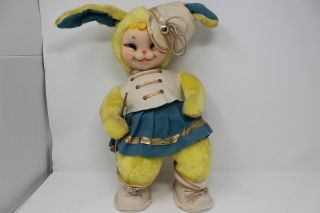Vintage 15 Inch Rushton Rubber Face Plush Marching Band Bunny Rabbit Doll
