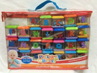 26 Fisher Price Peek A Boo Alphabet Blocks Letters A To Z Complete Set Bag Abc