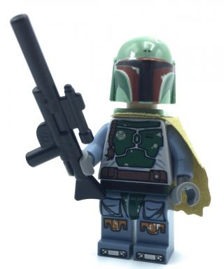 Star Wars Lego Minifigure Boba Fett Bounty Hunter,  Blaster,  Cape 9496 Desert Skiff