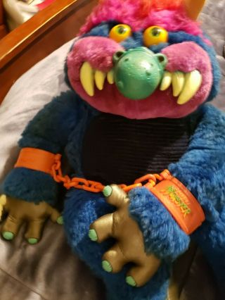 1985 Amtoy My Pet Monster Plush With Handcuffs Vintage 1986