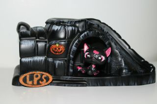 Littlest Pet Shop Custom Ooak Halloween Igloo And Black & Pink Balloon Cat Kitty