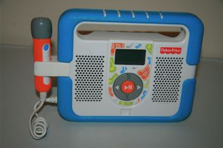 RARE 2009 Fisher Price Kid Tough MP3 Music Player Microphone Blue T5268 / T5269 3