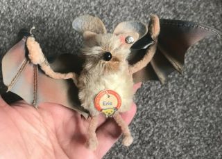 Rare Vintage Steiff " Eric " Fledermaus Bat,  Button & Chest Tag,  1950s