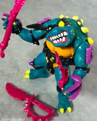 1990 Teenage Mutant Ninja Turtles Slash Action Figure Near Complete Vintage Tmnt