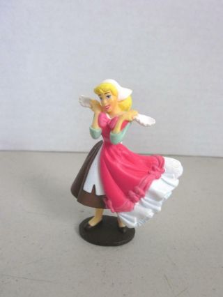 Disney Cinderella Brown Dress Servant Figure W/ball Gown In Hand Pvc 3.  5 " Tall