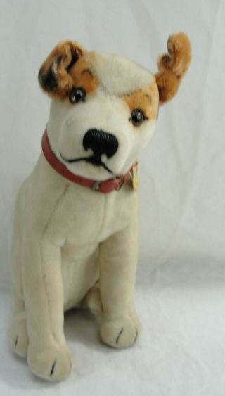 Rare Vtg Steiff Elektrola Fox Terrier Dog Mohair W/chest Tag & Collar 10 " Tall