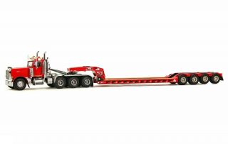 Peterbilt 379 With Rogers 4 - Axle Lowboy Red Sword / Wsi 1:50 Scale Model