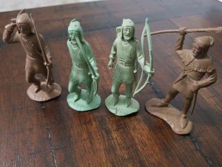 4 Marx? Mpc? 60mm Toy Middle Ages Medieval Archers Plastic Army Men