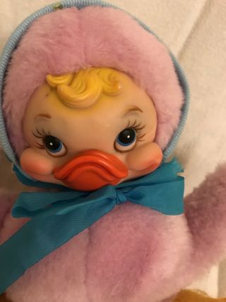 Vintage Rushton Rubber Plastic Face Duck Chick Stuffed Plush Toy Easter Baby 2