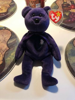 Ty Beanie Baby Princess The (diana) Bear From 1997 Rare & Retired