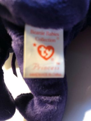 Ty Beanie Baby PRINCESS the (Diana) Bear from 1997 RARE & RETIRED 2