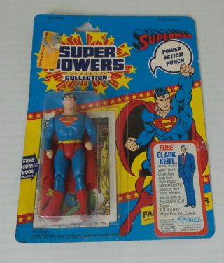 Rare Vintage Powers Superman 1985 Kenner With 23 Back / On Card
