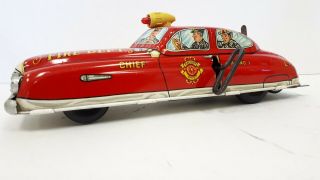1950 ' s MARX Windup Fire Chief Car w/ Siren,  Motor,  Light - 2