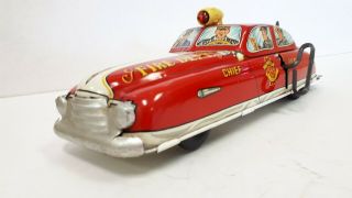1950 ' s MARX Windup Fire Chief Car w/ Siren,  Motor,  Light - 3