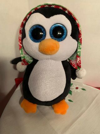 Ty Christmas Beanie Boos 9 " Medium Penelope Penguin Plush Stuffed Animal