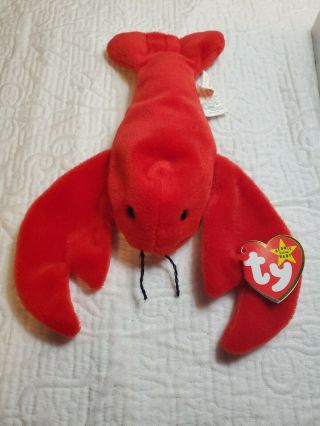 Pinchers The Lobster Ty Beanie Baby Dob 6 - 19 - 93 Canadian Tag Pvc Pellets