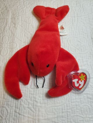 PINCHERS The LOBSTER TY BEANIE BABY DOB 6 - 19 - 93 Canadian Tag PVC Pellets 2