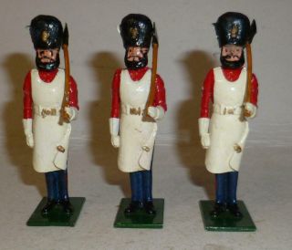 3 Fusilier Miniatures White Metal Soldier Figures With Axes