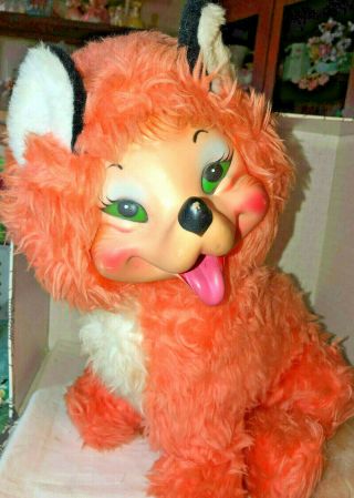 Vintage Retro Rushton Rubber Face Plush Stuffed Orange Fox / Animal