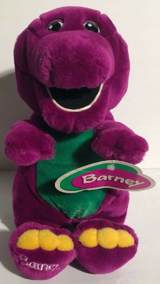 Vintage 1996 Barney The Dinosaur Plush Stuffed Animal Purple 12” W/ Tag